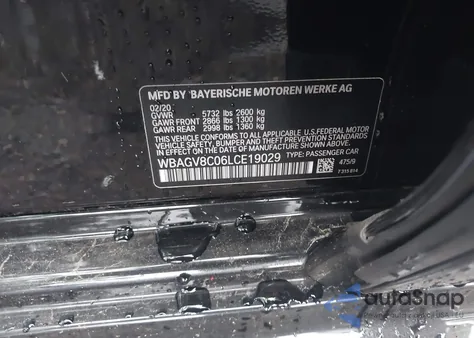 2020 BMW M850I Gtan Coupe xDrive z USA, uszkodzony, nr VIN WBAGV8C06LCE19029